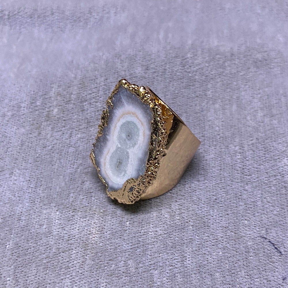 Gold Plated Agate Statement Ring